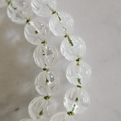Bergkristall-Lotusperlen-Mala (2) mit Seidenquaste und Armband – Bild 20