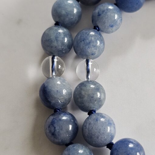 Aventurinquarz (blau) -Bergkristall-Mala mit blauem Aventurinquarz-Anhänger – Bild 20