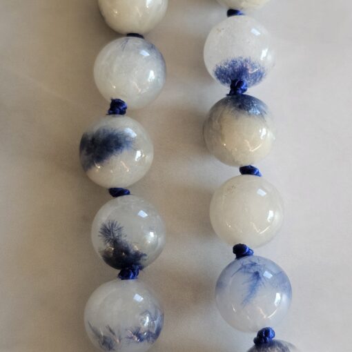 Dumortierit (Dumortierit in Quarz) -Mala mit Seidenquaste und Armband – Bild 21