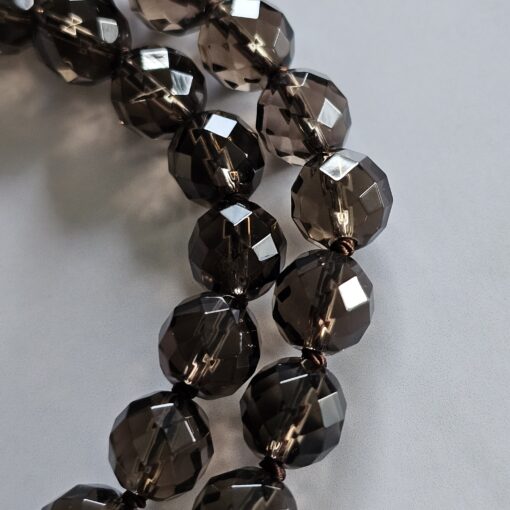 Rauchquarz-Mala (teilweise facettiert) mit Rauchquarz-Anhänger und Armband – Bild 22