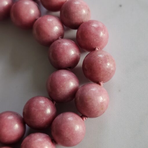 Rhodonit-Rosenquarz-Schneequarz-Mala mit Edelstahlanhänger und Armband – Bild 22