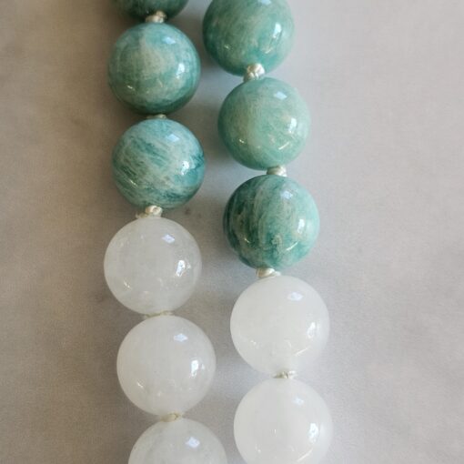 Amazonit-Schneequarz-Mala mit Seidenquaste und Armband – Bild 22