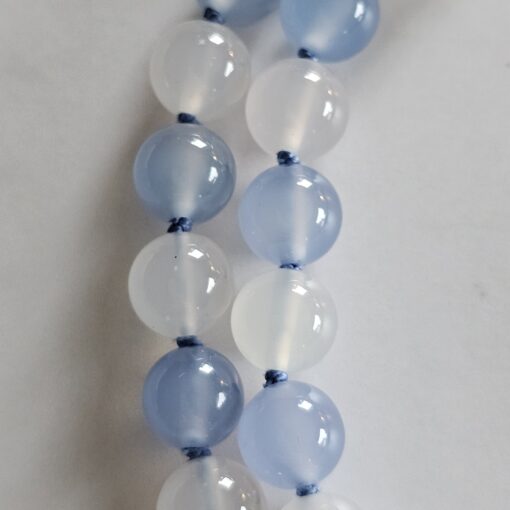 Chalcedon (blau) -Achat (weiß) -Mala mit blau gebändertem Chalcedon-Anhänger – Bild 22
