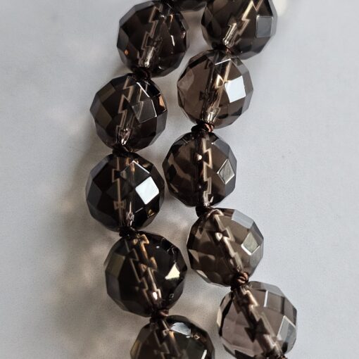 Rauchquarz-Mala (teilweise facettiert) mit Rauchquarz-Anhänger und Armband – Bild 23