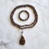 Chiastolith (Andalusit) -Mala mit Chiastolith-Anhänger und Armband