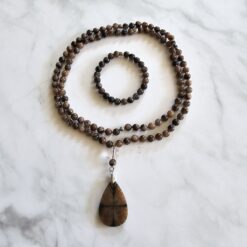 Chiastolith (Andalusit) -Mala mit Chiastolith-Anhänger und Armband
