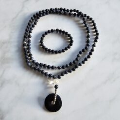 Dumortierit-Mala (1) mit Dumortierit-Donut und Armband
