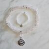 Bergkristall-Lotusperlen-Mala (1) mit Edelstahlanhänger und Armband