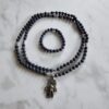 Saphir-Mala mit Edelstahlanhänger und Armband