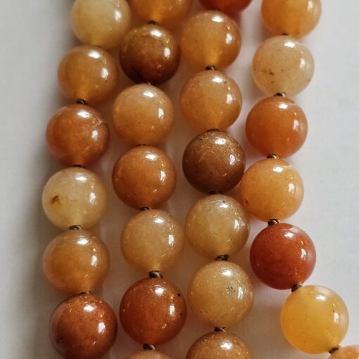 Aventurinquarz-Mala, orangefarben, mit Blatt aus orangefarbenem Aventurinquarz – Bild 2
