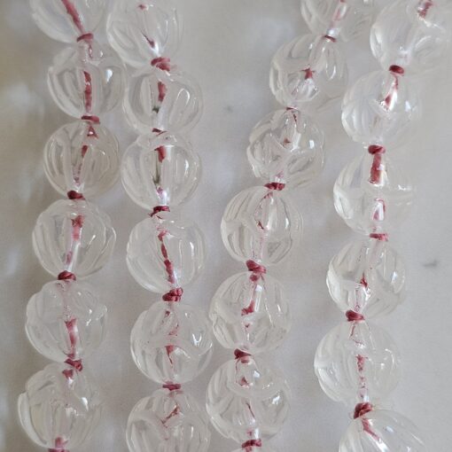 Bergkristall-Lotusperlen-Mala (1) mit Edelstahlanhänger und Armband – Bild 2
