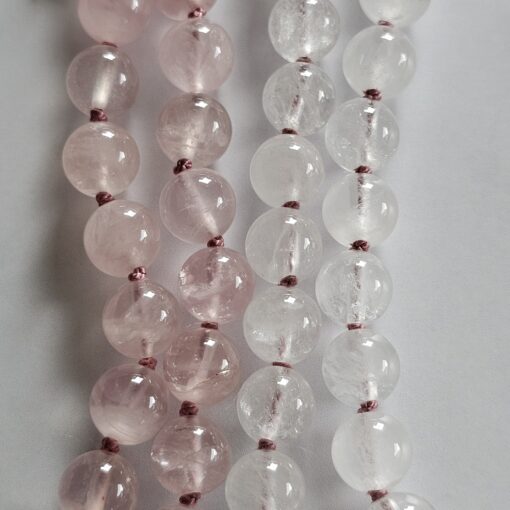 Rosenquarz-Milchquarz-Mala mit Quaste – Bild 2