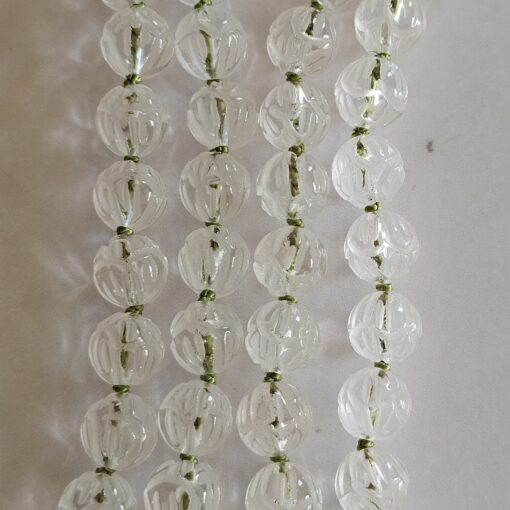 Bergkristall-Lotusperlen-Mala (2) mit Seidenquaste und Armband – Bild 2