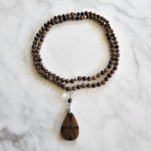 Chiastolith (Andalusit) -Mala mit Chiastolith-Anhänger und Armband – Bild 3