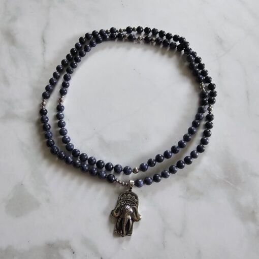 Saphir-Mala mit Edelstahlanhänger und Armband – Bild 3