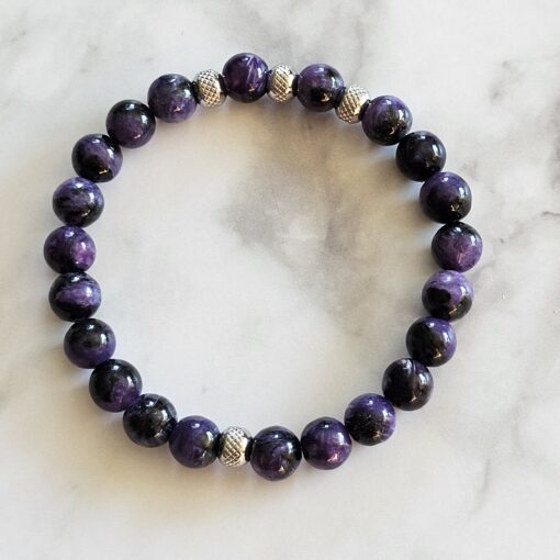 Charoit-Mala (1) mit Charoit-Anhänger und Armband – Bild 4