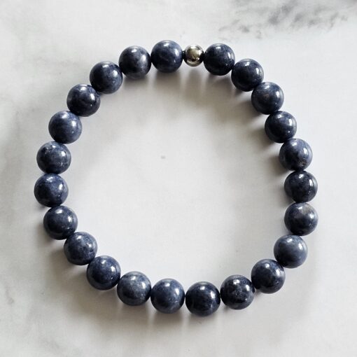 Saphir-Mala mit Edelstahlanhänger und Armband – Bild 4