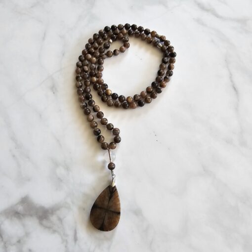 Chiastolith (Andalusit) -Mala mit Chiastolith-Anhänger und Armband – Bild 5
