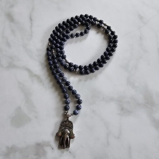 Saphir-Mala mit Edelstahlanhänger und Armband – Bild 5