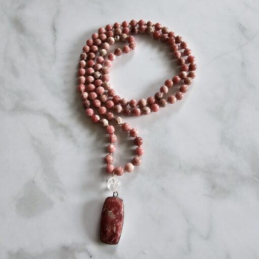 Thulit (Mangan-Zoisit) -Mala (1) mit Thulit-Anhänger und Armband – Bild 5