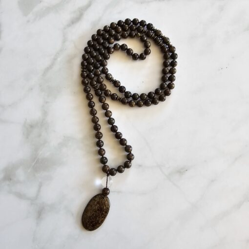 Bronzit-Mala mit Bronzit-Anhänger und Armband – Bild 5