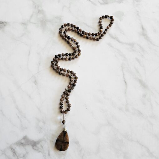Chiastolith (Andalusit) -Mala mit Chiastolith-Anhänger und Armband – Bild 6