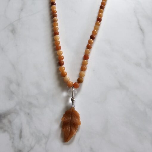 Aventurinquarz-Mala, orangefarben, mit Blatt aus orangefarbenem Aventurinquarz – Bild 6