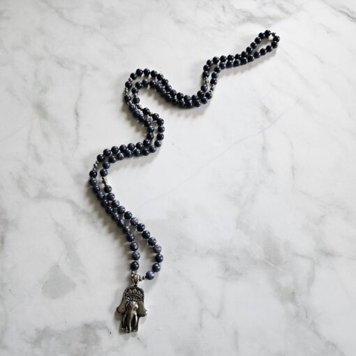 Saphir-Mala mit Edelstahlanhänger und Armband – Bild 6
