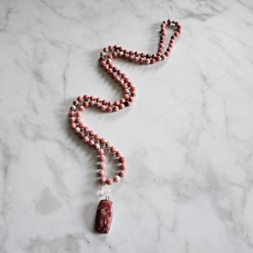 Thulit (Mangan-Zoisit) -Mala (1) mit Thulit-Anhänger und Armband – Bild 6