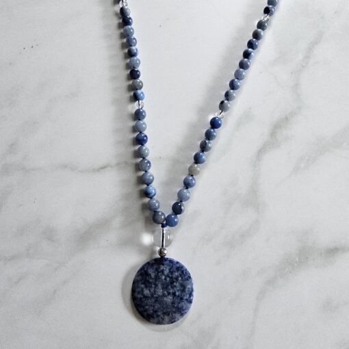 Aventurinquarz (blau) -Bergkristall-Mala mit blauem Aventurinquarz-Anhänger – Bild 6
