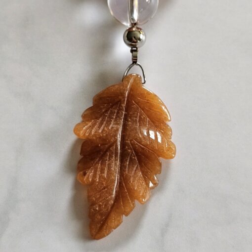 Aventurinquarz-Mala, orangefarben, mit Blatt aus orangefarbenem Aventurinquarz – Bild 7