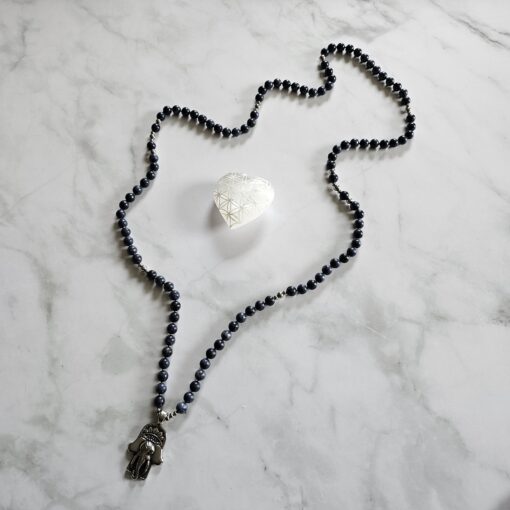 Saphir-Mala mit Edelstahlanhänger und Armband – Bild 7