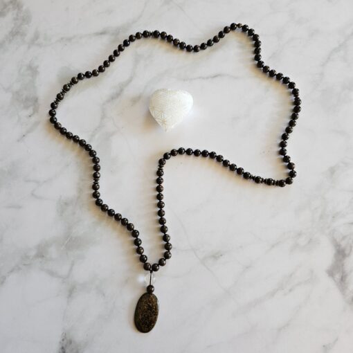 Bronzit-Mala mit Bronzit-Anhänger und Armband – Bild 7