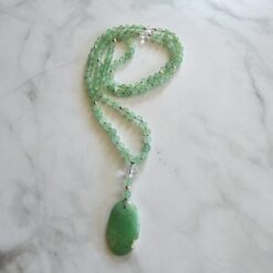 Chrysopras-Bergkristall-Mala mit Chrysopras-Anhänger