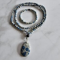 K2-Turmalin (schwarz) -Mala mit K2-Anhänger (Oval) und Armband