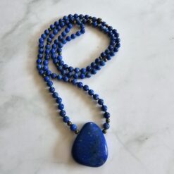 Lapislazuli-Pyrit-Mala (3) mit Lapislazuli-Anhänger (Tropfen)