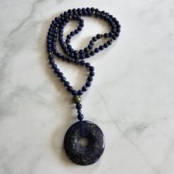 Lapislazuli-Pyrit-Mala (4 ) mit Lapislazuli-Donut