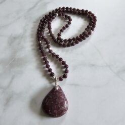 Lepidolith-Mala (2) mit Lepidolith-Anhänger
