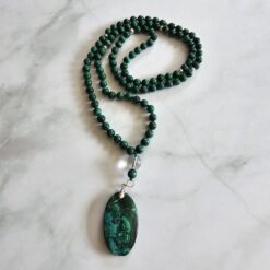 Malachit-Mala (3) mit Malachit-Chrysokoll-Anhänger