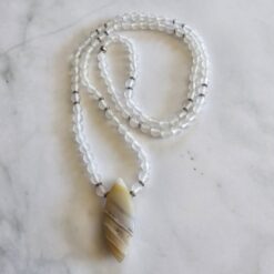 Achat (weiß, „Friedensachat“) -Mala (1) mit Achat-Navette