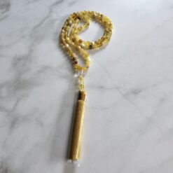 Opal (gelb) -Mala mit Seidenquaste