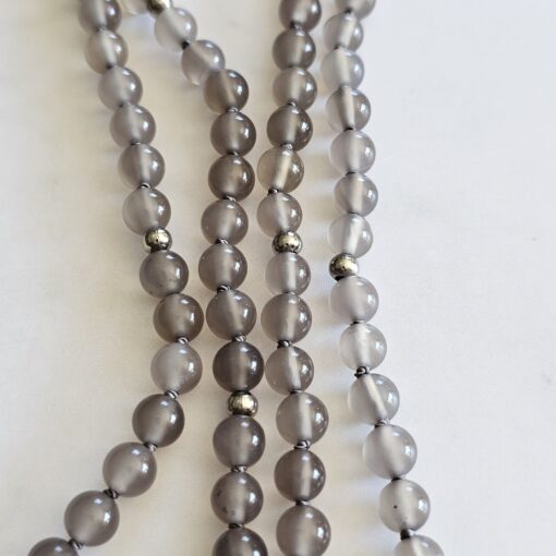 Achat (grau) -Mala mit Kundl-Marmor-Anhänger und Armband – Bild 10
