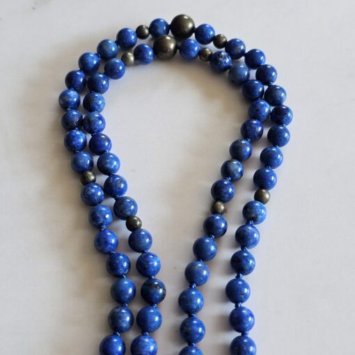 Lapislazuli-Pyrit-Mala (3) mit Lapislazuli-Anhänger (Tropfen) – Bild 10