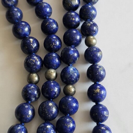 Lapislazuli-Pyrit-Mala (4 ) mit Lapislazuli-Donut – Bild 10