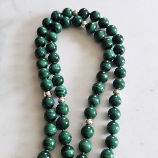 Malachit-Mala (3) mit Malachit-Chrysokoll-Anhänger – Bild 10