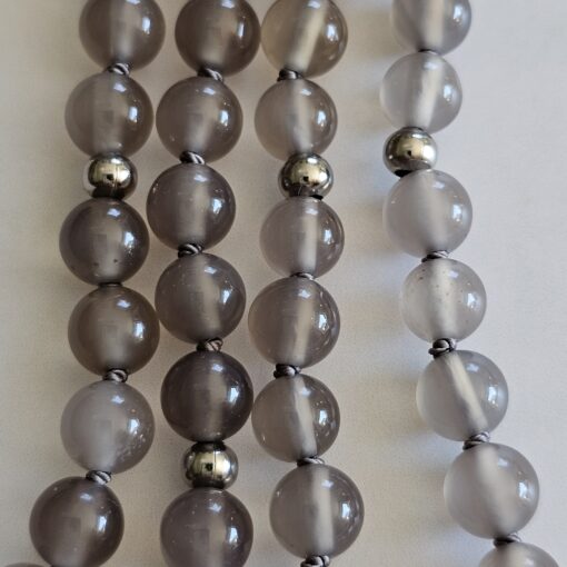 Achat (grau) -Mala mit Kundl-Marmor-Anhänger und Armband – Bild 11