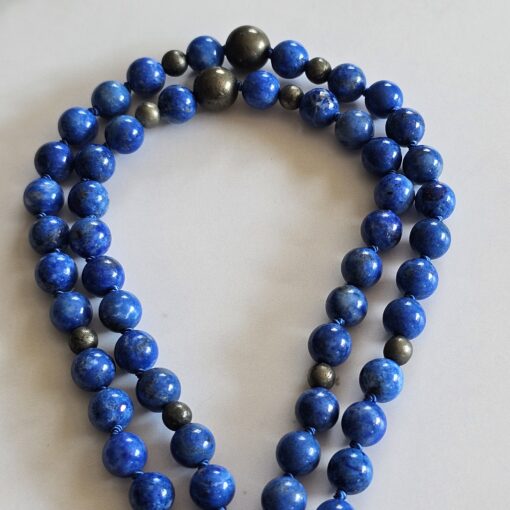 Lapislazuli-Pyrit-Mala (3) mit Lapislazuli-Anhänger (Tropfen) – Bild 11