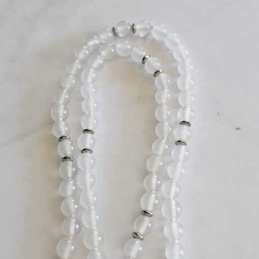 Achat (weiß, „Friedensachat“) -Mala (1) mit Achat-Navette – Bild 11