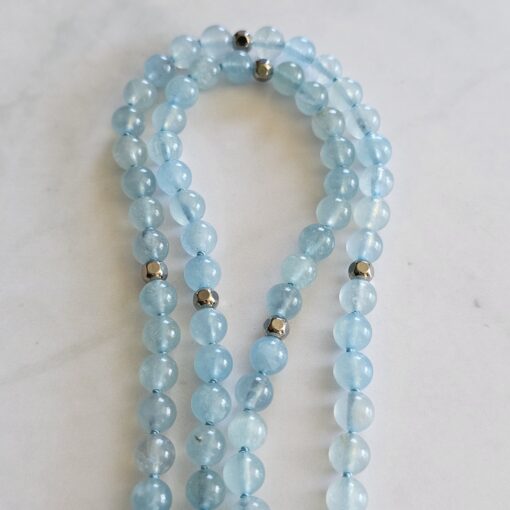 Aquamarin-Mala (2) mit Edelstahlanhänger – Bild 11