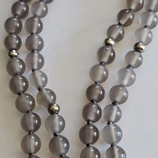 Achat (grau) -Mala mit Kundl-Marmor-Anhänger und Armband – Bild 12